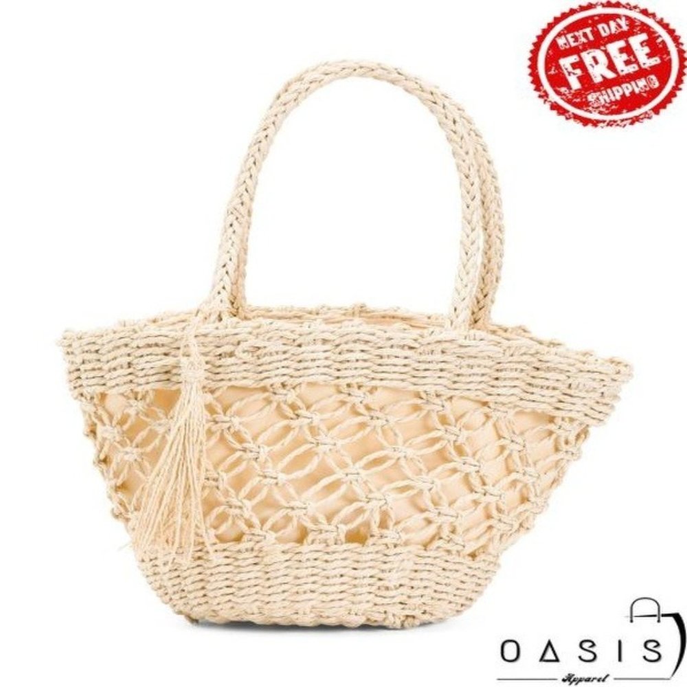 LULLA COLLECTION Raffia Woven Structured Tote/ Women's Bag